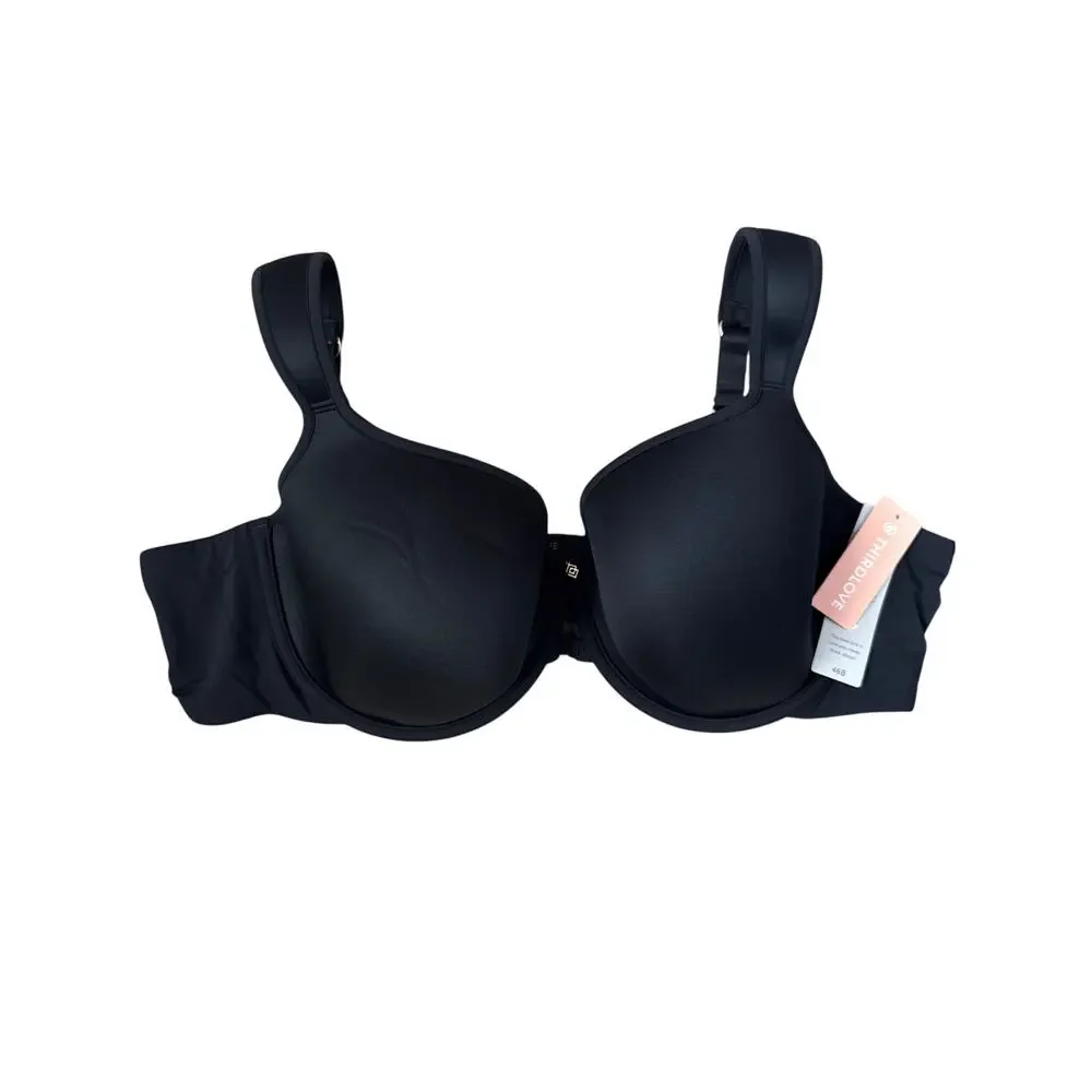 Third Love Perfect Full Coverage Underwire Bra in Black‎ Size 46B